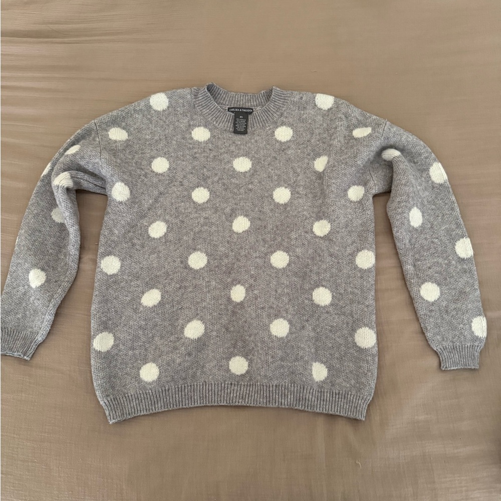 Chelsea and Theodore polka dot sweater